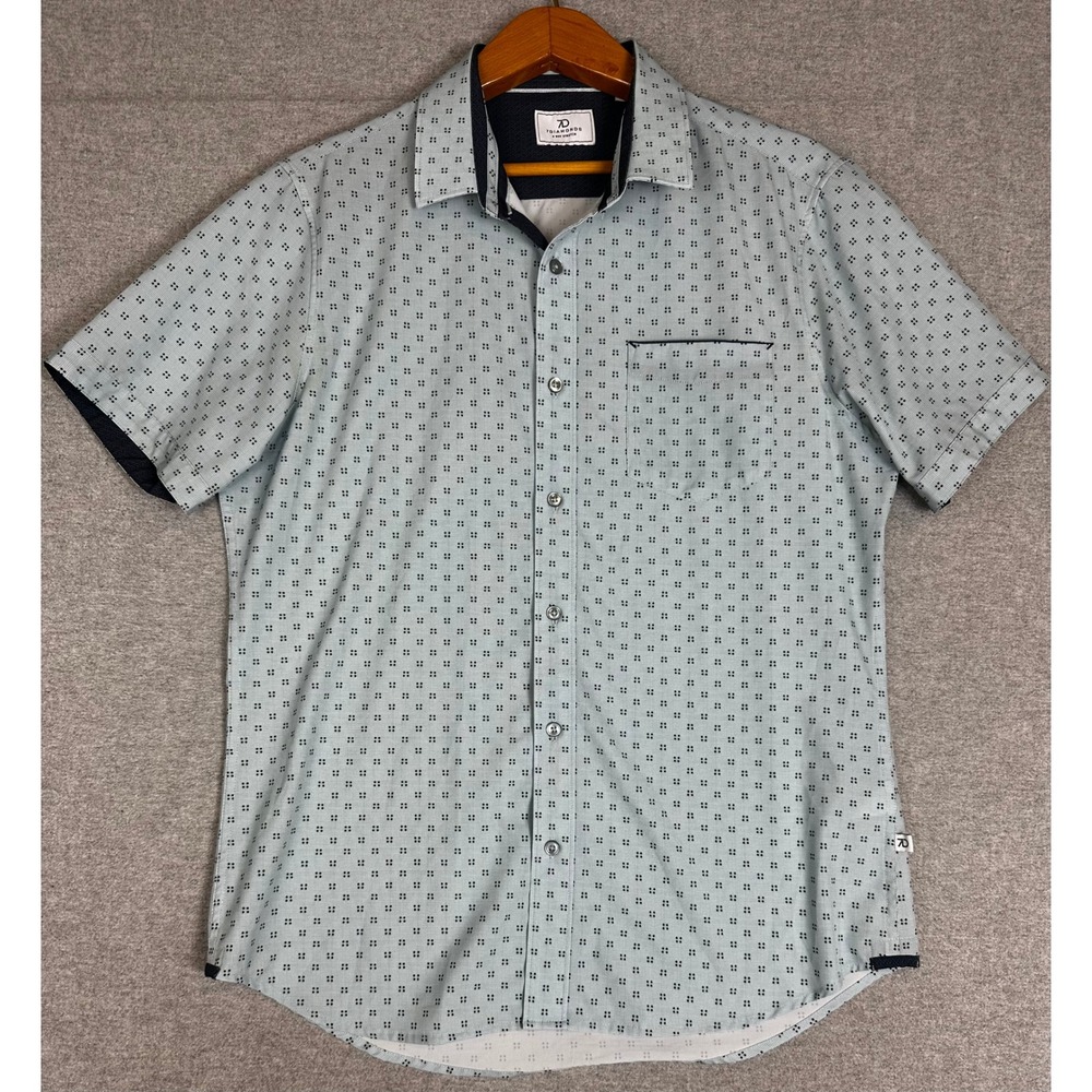 7 Diamonds Bethel Shirt Mens M Blue 4-Way Stretch Performance Short Sleeve